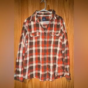 Faded Glory Men's Casual Plaid Shirt - Red and Brown